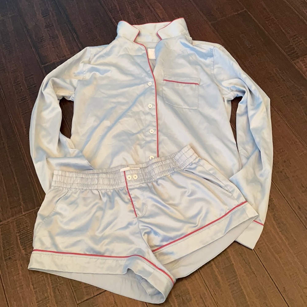 COPY - Light blue with pink detailing pj set